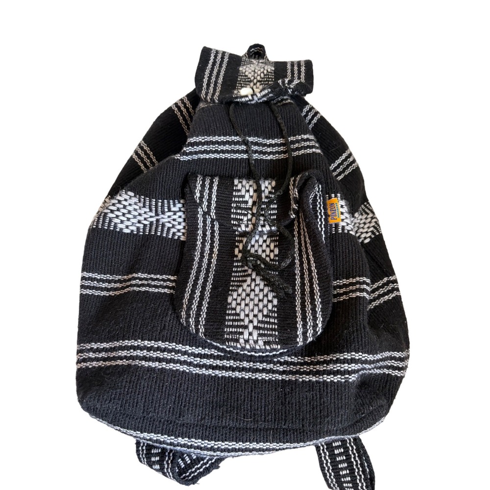 Pinzon Black White Woven Baja Stripe Backpack Bohemian DO NOT Buy